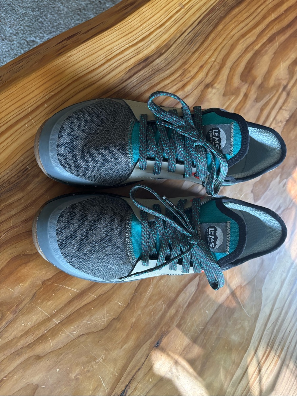 Lems Men's Gray and Teal Lightweight Running Sneakers